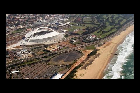 The arch of Moses Mabhida stadium in Durban will command 360Þ views, from the ocean to the east to the mountains beyond the city